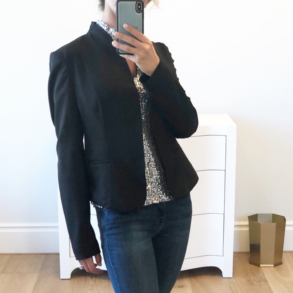 🟡ATHENS Criss Cross Lace Up Back Black Blazer - Picture 5 of 7